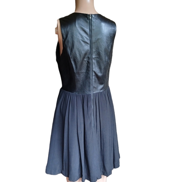 Line & Dot Sleeveless Black Lambskin Aline Dress Medium - Picture 9 of 12